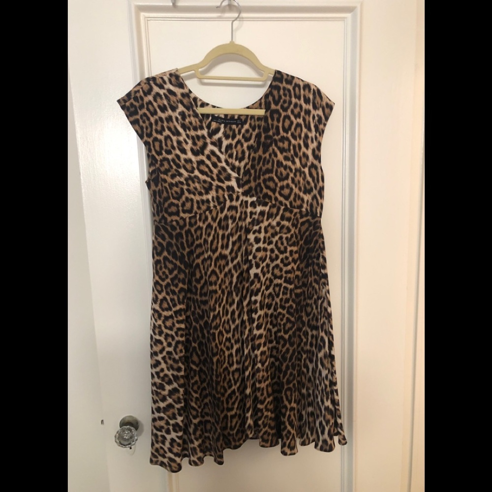 Zara leopard a-line dress